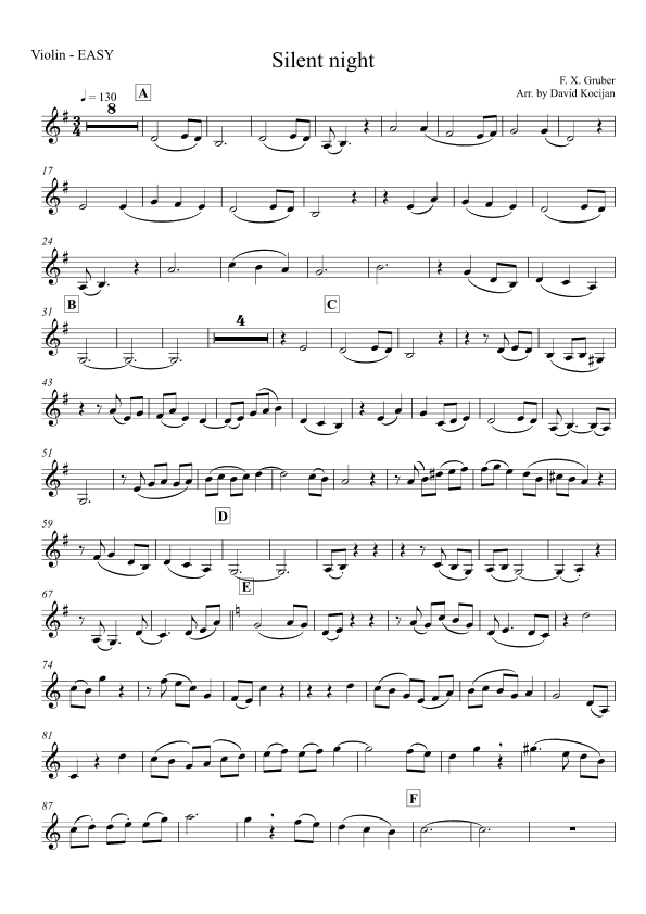 Silent night - violin & guitar instrumental - EASY (arr. David Kocijan)