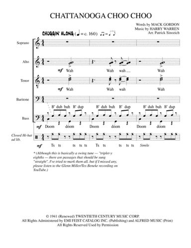 Chattanooga Choo Choo (arr. Patrick Sinozich)