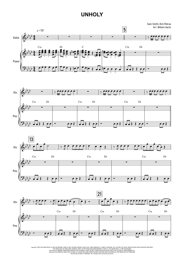 Unholy (arr. Willem Aarts)