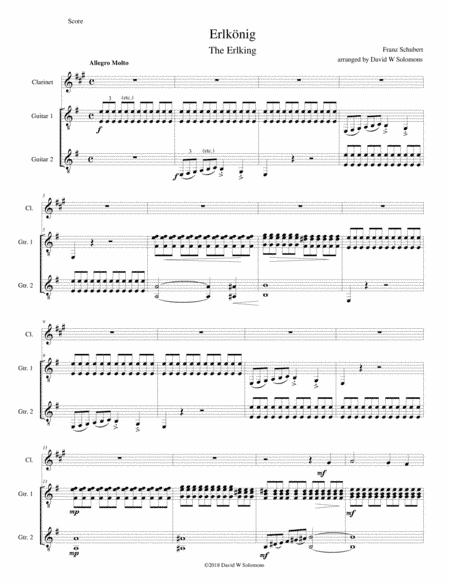 Erlkönig (The Erlking) for clarinet and 2 guitars (arr. David Warin Solomons)