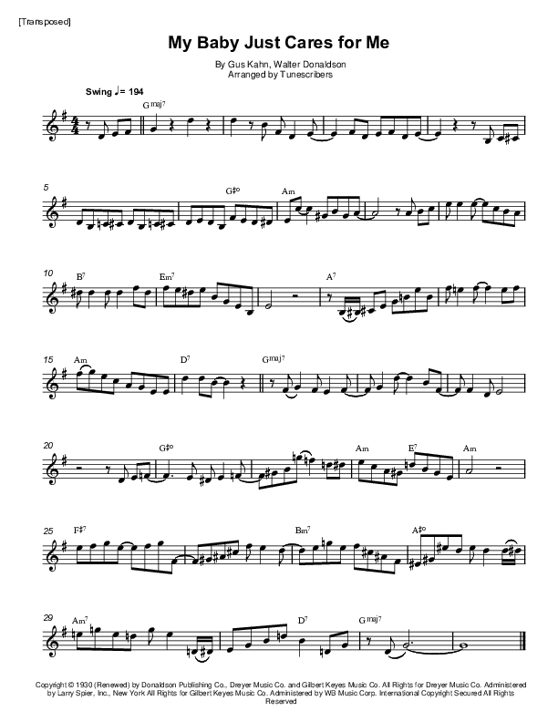 My Baby Just Cares for Me (arr. Tunescribers)