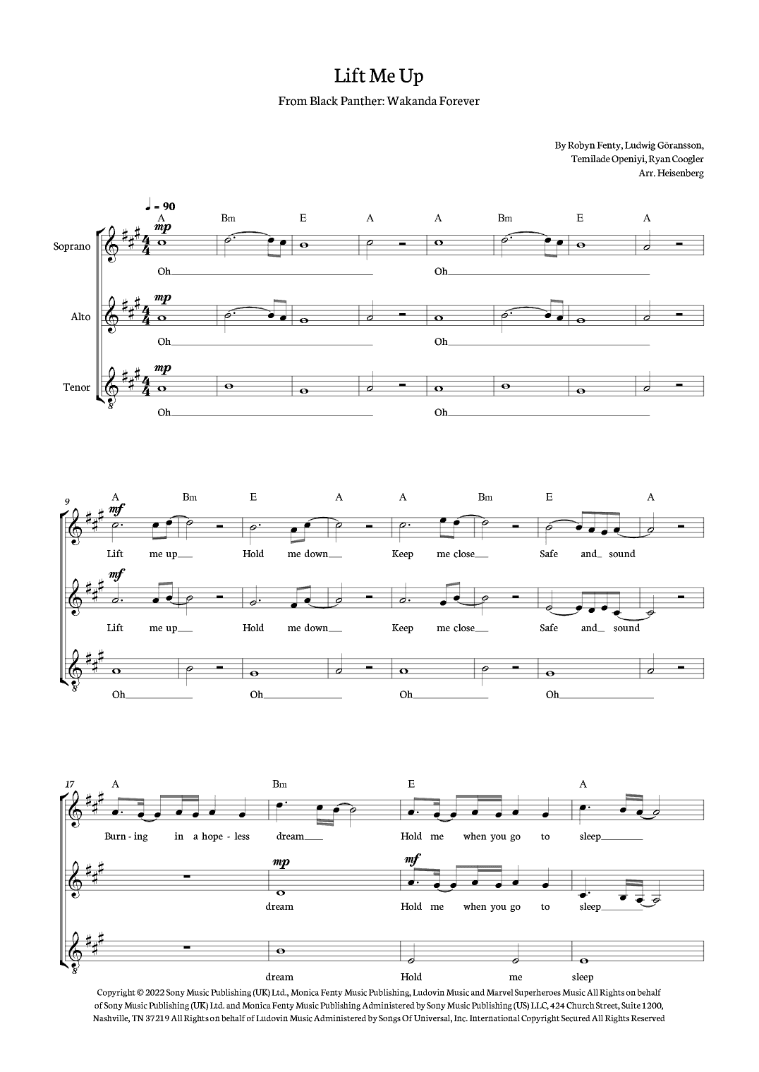 Lift Me Up (arr. Heisenberg)