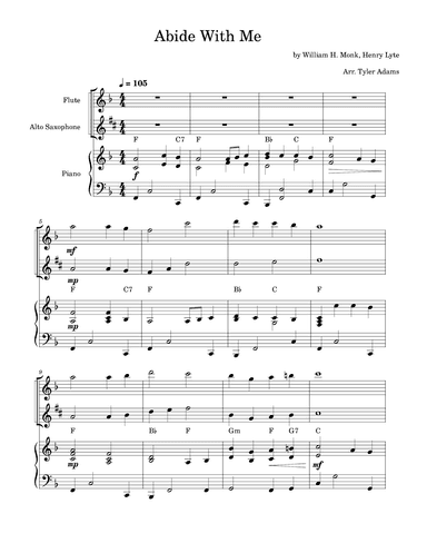 Abide With Me (Flute and Alto Sax Duet with Piano) (arr. Tyler Adams)