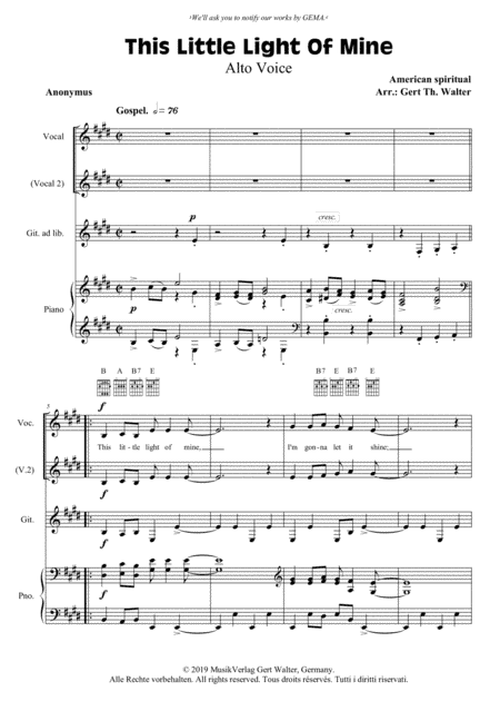 This Little Light Of Mine (arr. Gert Th. Walter)
