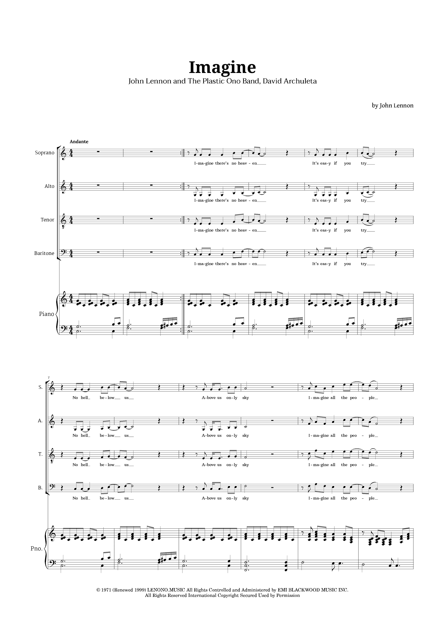 Imagine (arr. Langanho)