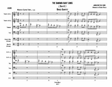 The Banana Boat Song (Day-O) - Brass Quartet plus optional Acoustic Bass and Drum Set (arr. Dennis Ruello)