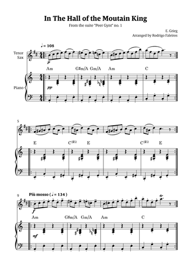 In the Hall of the Mountain King (for tenor sax solo w/ piano accompaniment) (arr. Rodrigo Faleiros)