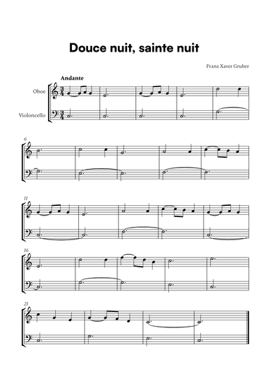 Douce nuit, sainte nuit (for Oboe and Cello) (arr. Cadenza Editions)