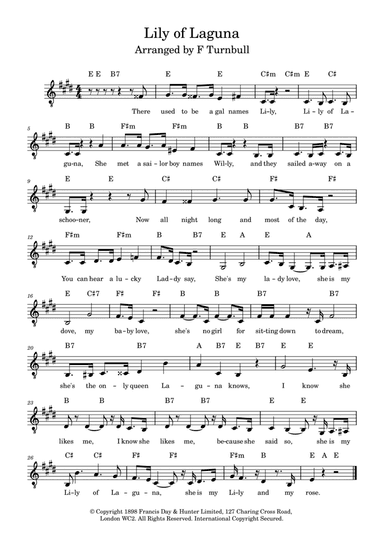 Lily Of Laguna (arr. F Turnbull)