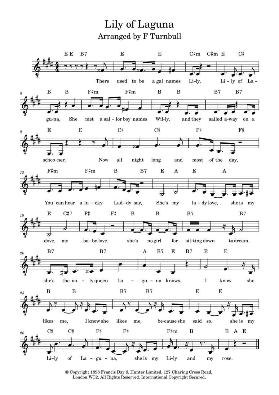 Lily Of Laguna (arr. F Turnbull)