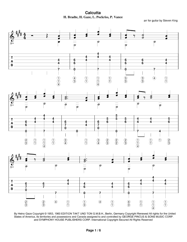 Calcutta (arr. Steven King)