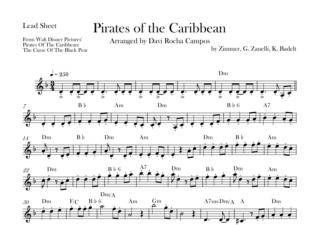 Pirates Of The Caribbean (arr. Davi Rocha Campos)