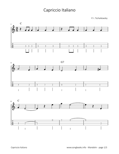 Capriccio Italiano - P. I. Tschaikowsky (arr. songbooks.info)