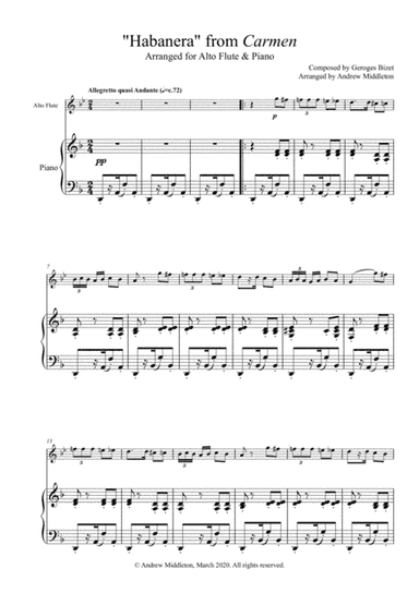 Habanera from Carmen arranged for Alto Flute and Piano (arr. Andrew Middleton)