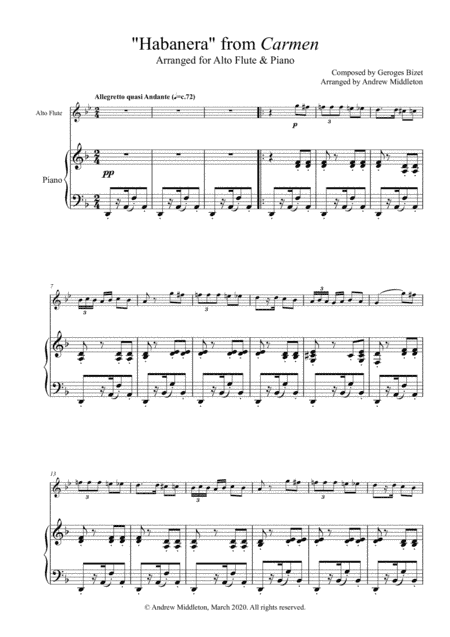Habanera from Carmen arranged for Alto Flute and Piano (arr. Andrew Middleton)