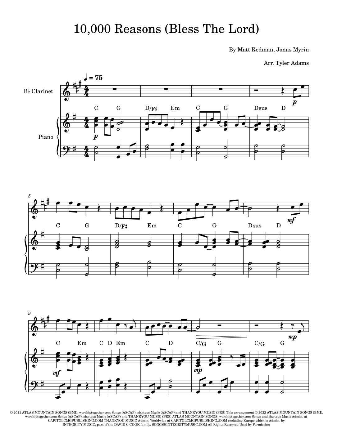 10,000 Reasons (bless The Lord) (arr. Tyler Adams)