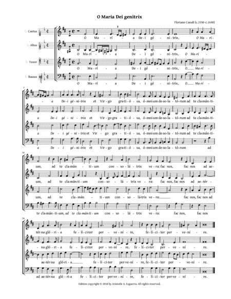 O Maria Dei genitrix (Canali) - SATB, AATB, or ATTB (arr. Aristotle A. Esguerra)