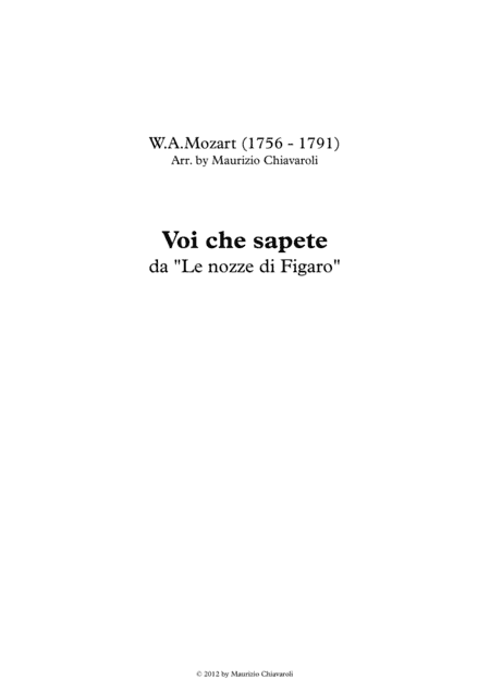 Voi che sapete (arr. Maurizio Chiavaroli)