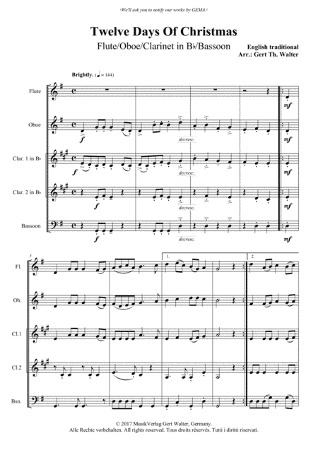 Twelve Days Of Christmas (arr. Gert Th. Walter)