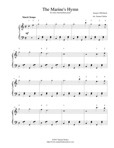 The Marine's Hymn - for early-intermediate piano (arr. Samuel Stokes)