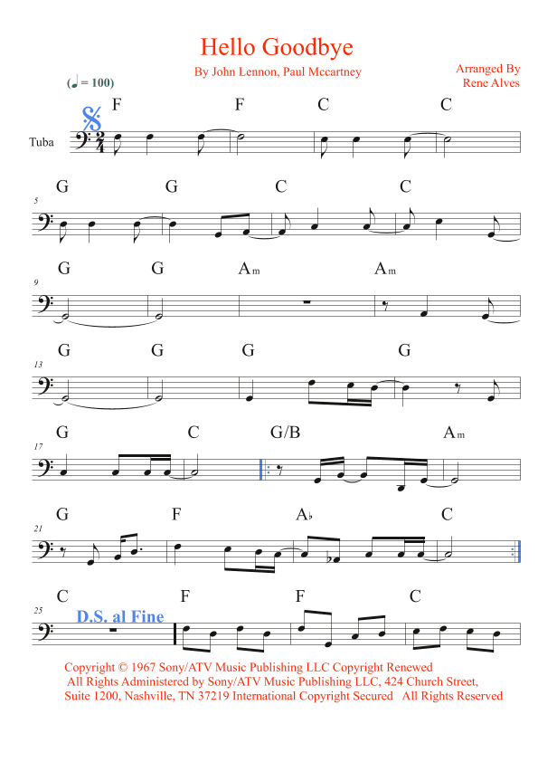 Hello, Goodbye (arr. Rene Alves)