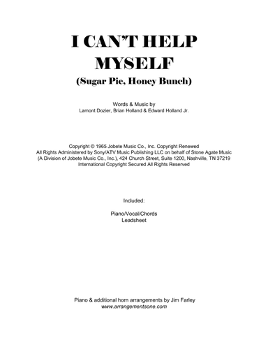 I Can't Help Myself (sugar Pie, Honey Bunch) (arr. Jim Farley www.arrangementsone.com)