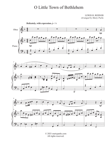 O Little Town of Bethlehem (Oboe-Piano) (arr. Marty Parks)