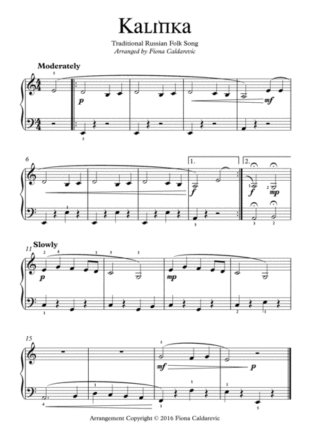Kalinka - for very easy piano (arr. Fiona Caldarevic)