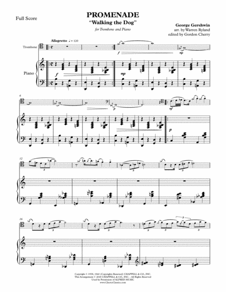 Promenade - Walking the Dog for Trombone and Piano (arr. Warren Ryland)
