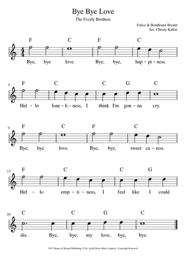 Bye Bye Love (arr. Christy Kalfas)