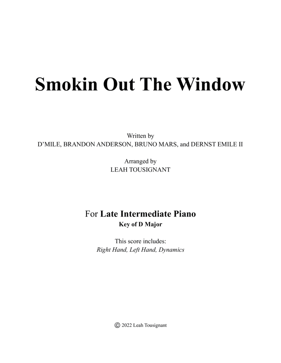 Smokin' Out The Window (arr. Leah Tousignant)
