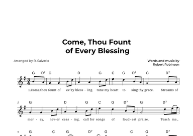 Come Thou Fount of Every Blessing (Key of G Major) (arr. R. Salvario)