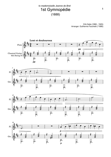 Erik Satie - Three Gymnopédies. Arrangement for Flute and Classical Guitar (arr. Guilherme Facchetti)