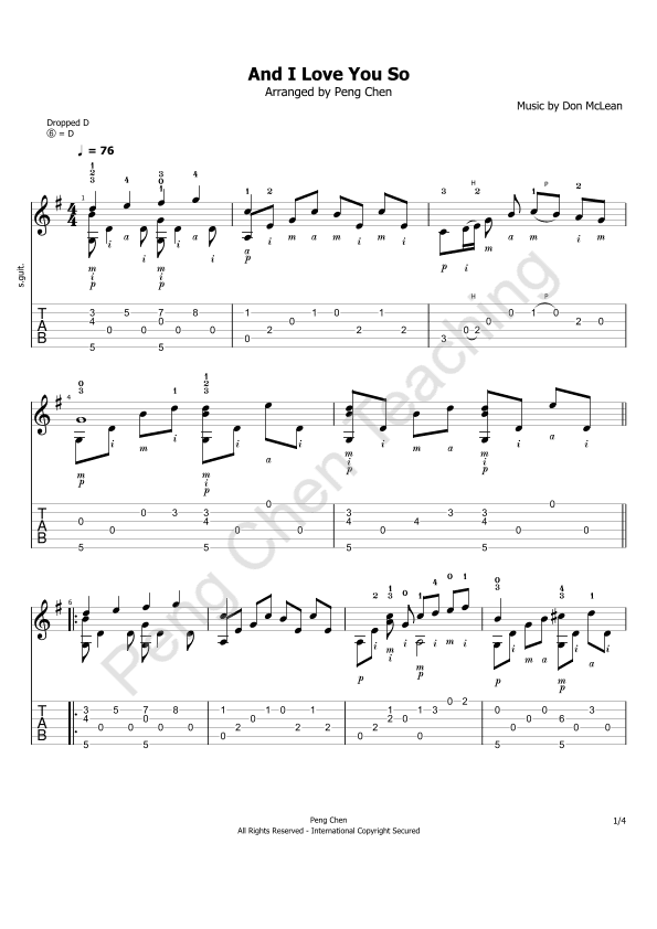 And I Love You So (arr. Peng Chen)