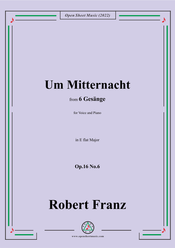 Franz-Um Mitternacht,in E flat Major,Op.16 No.6,from 6 Gesange (arr. OSM Press)