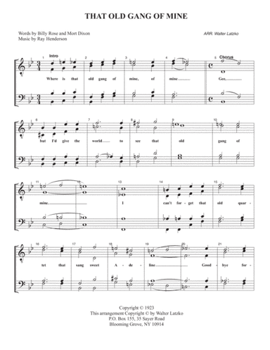 THAT OLD GANG OF MINE (arr. Walter Latzko)