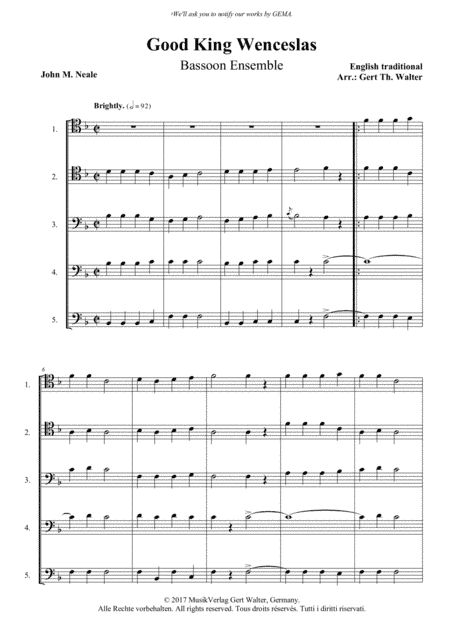 Good King Wenceslas (arr. Gert Th. Walter)