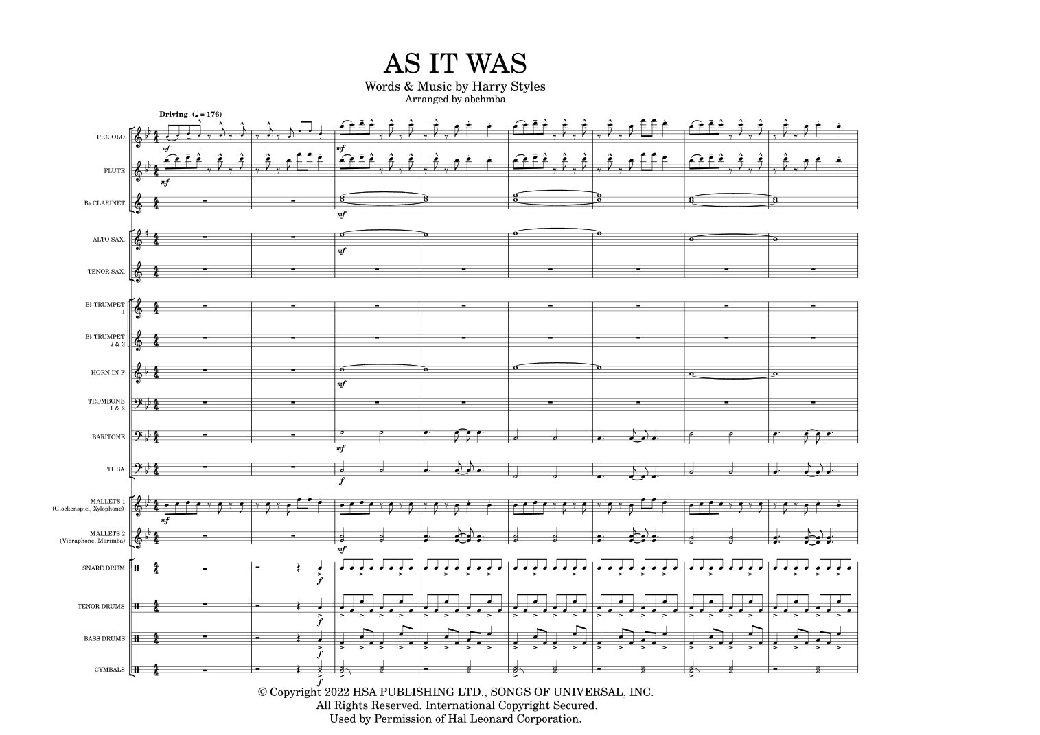 As It Was (arr. abchmba)