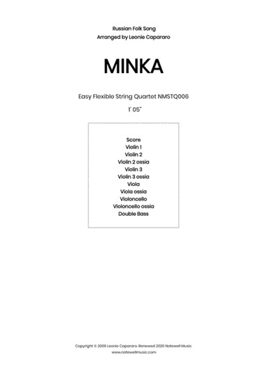 Minka (Flexible string quartet/ensemble) (arr. Leonie Capararo)