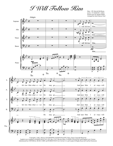 I Will Follow Him (i Will Follow You) (arr. Jean-Francois Noel)
