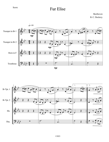 Fur Elise (Brass Quartet) (arr. B. C. Dockery)