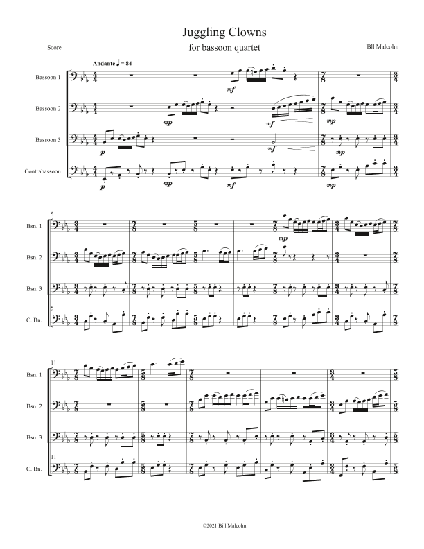 Juggling Clowns for bassoon quartet