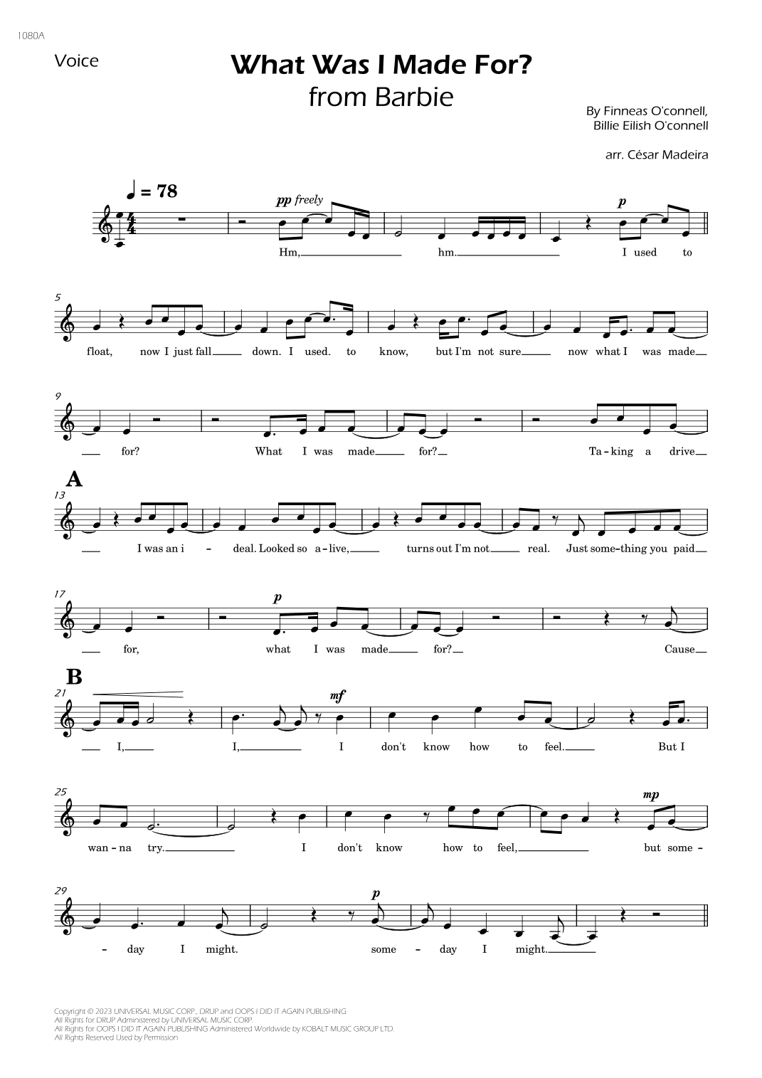 What Was I Made For? (arr. César Madeira)