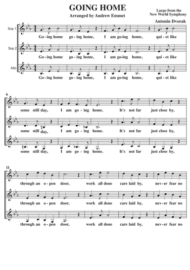 Going Home A Cappella SSA (arr. Andrew Emmet)