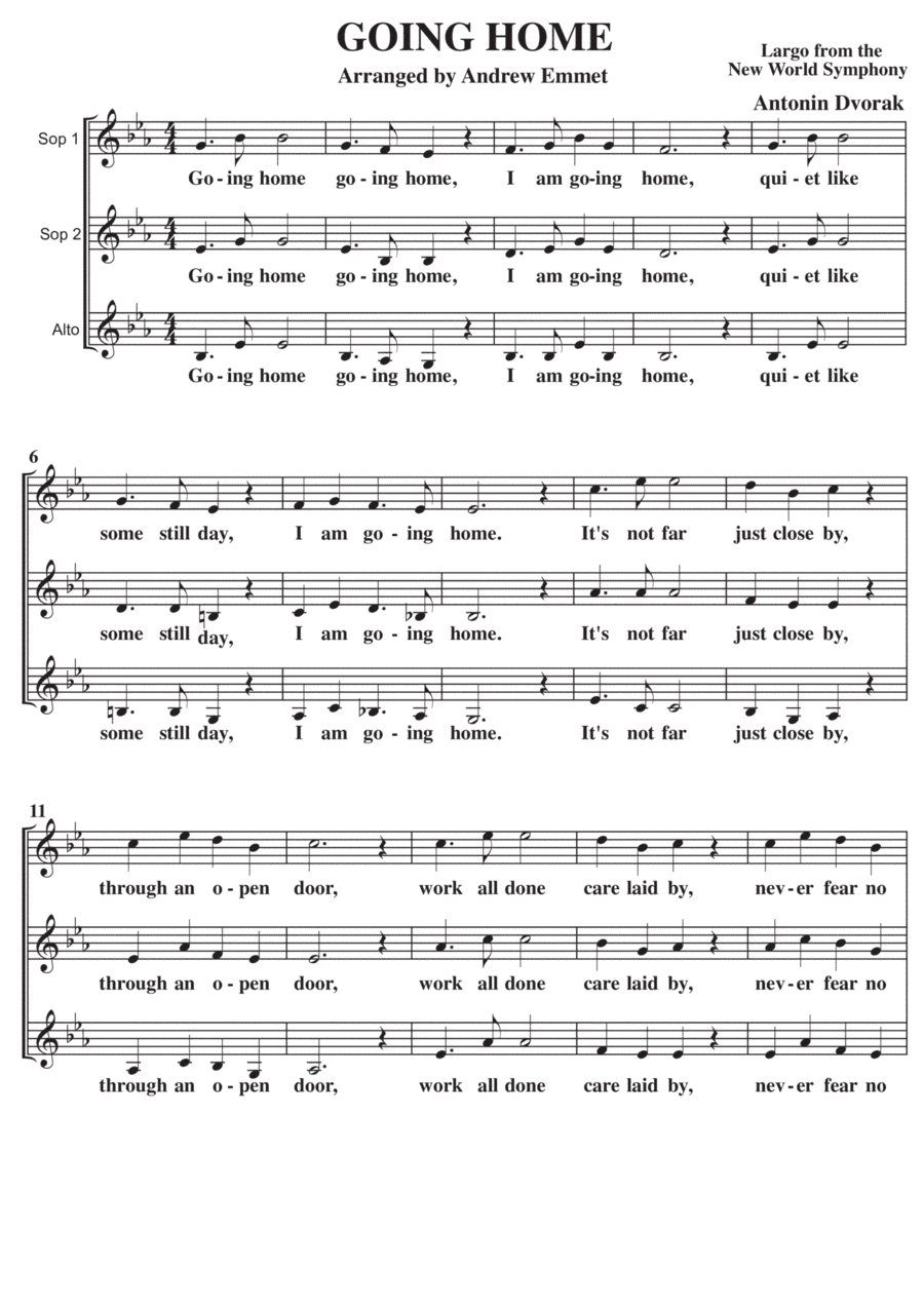 Going Home A Cappella SSA (arr. Andrew Emmet)