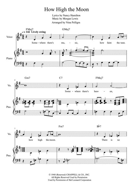 How High The Moon (arr. Nina Pelligra)