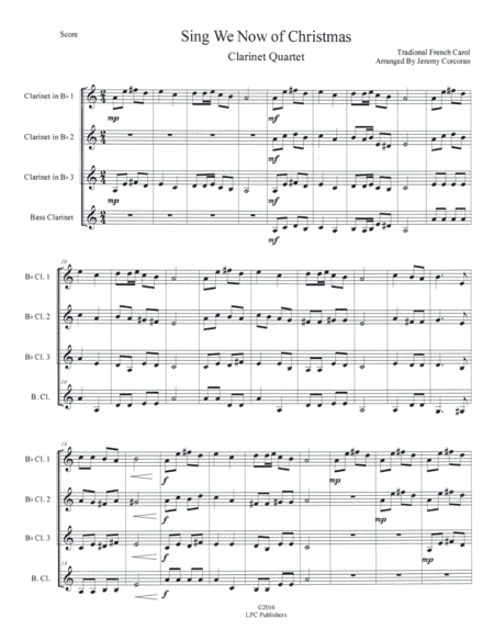 Sing We Now of Christmas for Clarinet Quartet (arr. Jeremy Corcoran)
