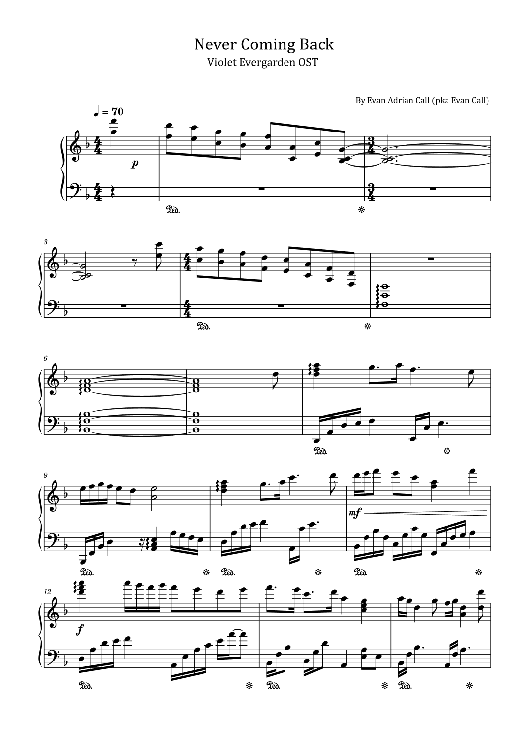 Never Coming Back (arr. poon)