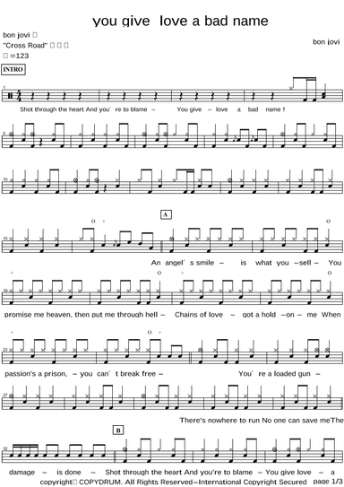 You Give Love A Bad Name (arr. COPYDRUM)