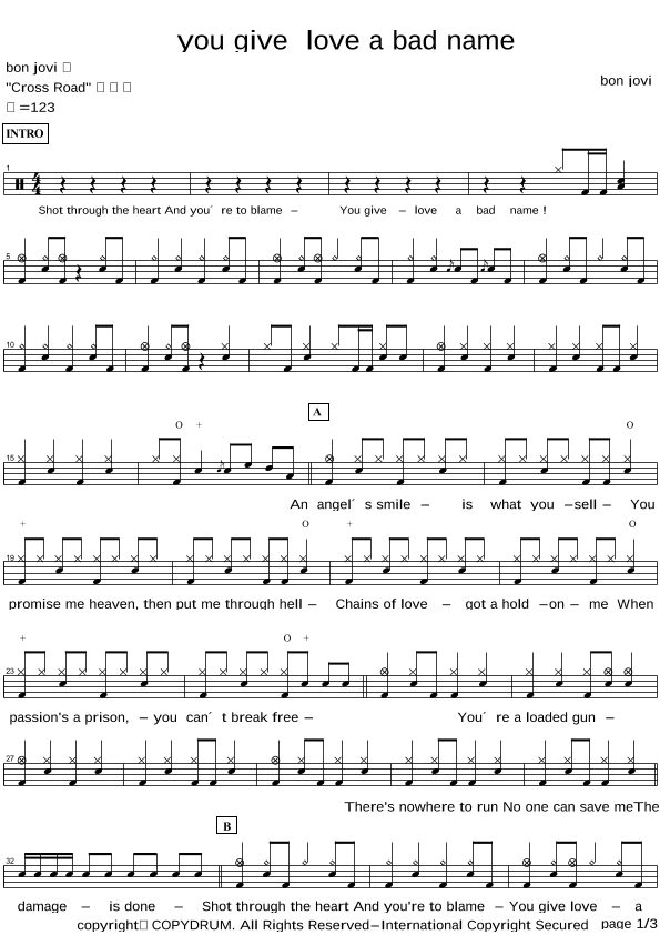 You Give Love A Bad Name (arr. COPYDRUM)